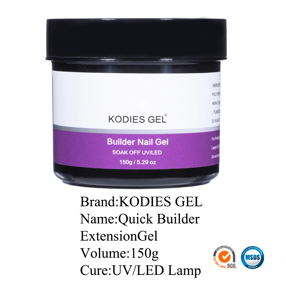 KODIES GEL Professional Builder Nail Gel Polish 150g Hard Jelly White Pink Poly Nails Gel Varnish for Extension Fiber Design Lak