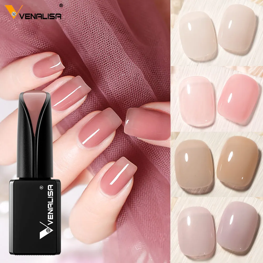 VENALISA Gel Pele Coleção Francês Gel Verniz 15ml Semi Transparente Cor Nude Polonês Nail Gel Soak Off UV LED Gel Nail