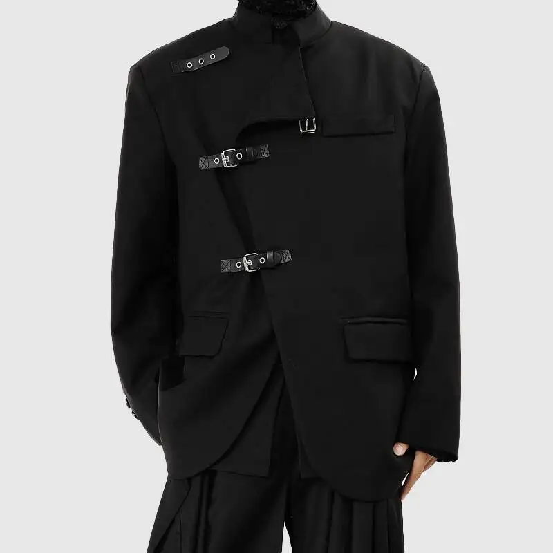 

WVGA Spring Autumn New Man Tide Stand Collar With Slits Trendy Long Sleeved Blazers Niche Cic Casual Suit Jackets Ins Y2K W14747