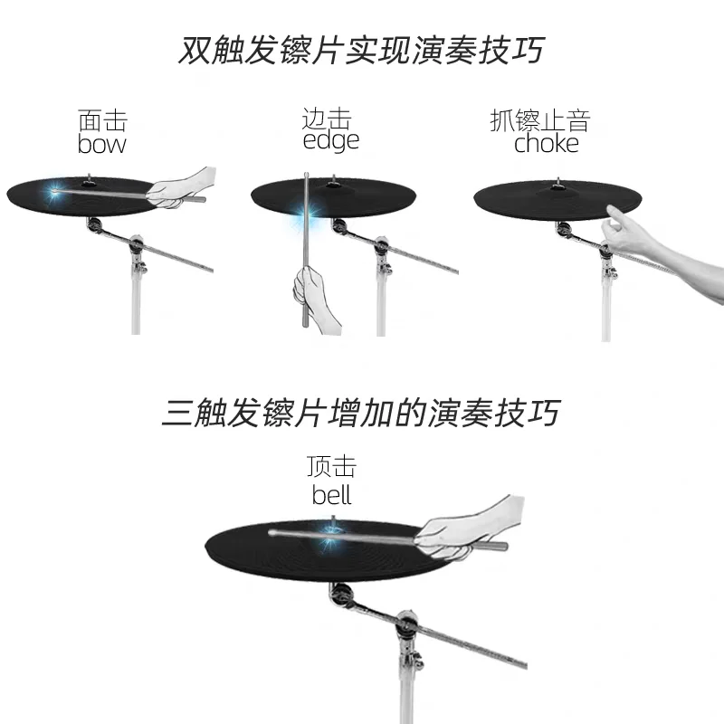 13 Inch Universal Electronic Cymbal Crash Ride Dual Zone Triple Zone Trigger For Electronic Drum Kit