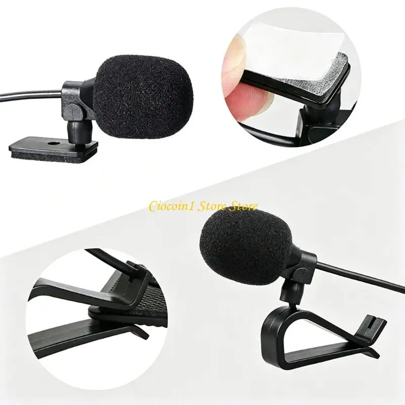 A3PC Vehicle Navigation Pickup Microphone with Wind Cover, Mount Base, Long Cable, and Interior Placement Flexibility