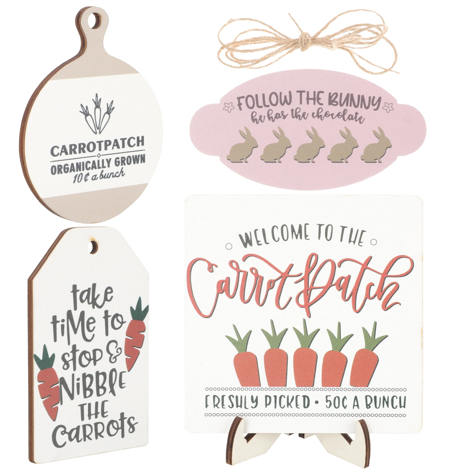 

1 set Easter Home Decor Wooden Rabbit Tray Decoration Set Wood Signs for Table Tier Shelf Window Mantel Festive Gifts