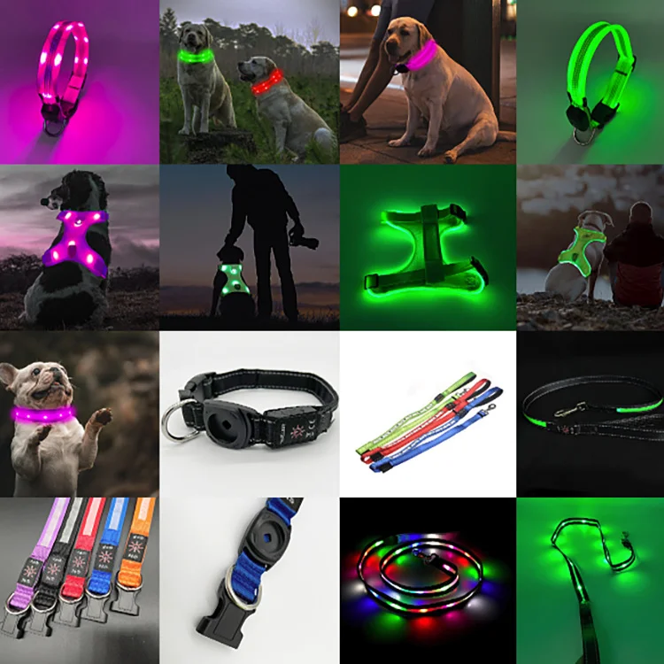 

LED luminous pet collar, flashing dog strap, chest strap, traction rope, dog vest pendant sample