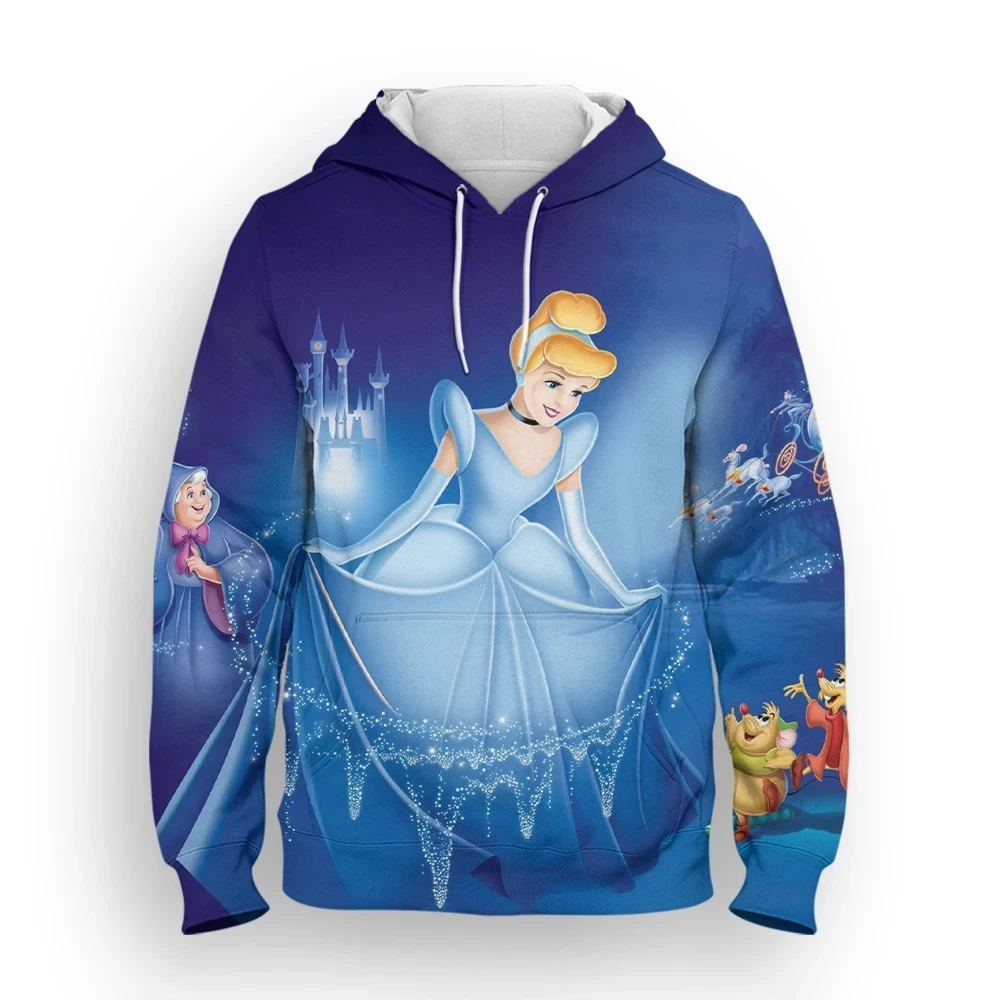 Disney Princess Anime Hoodies for Men, Cinderella Cartoon Streetwear, Anime Cartoon, 3D Print