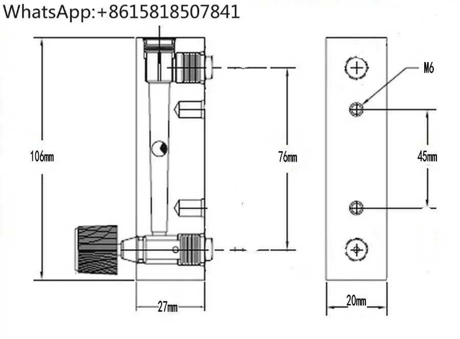 LZM-6T Adjustable Panel Float Flow Meter Water Liquid Flow Rate 60-600mL/min mL/min