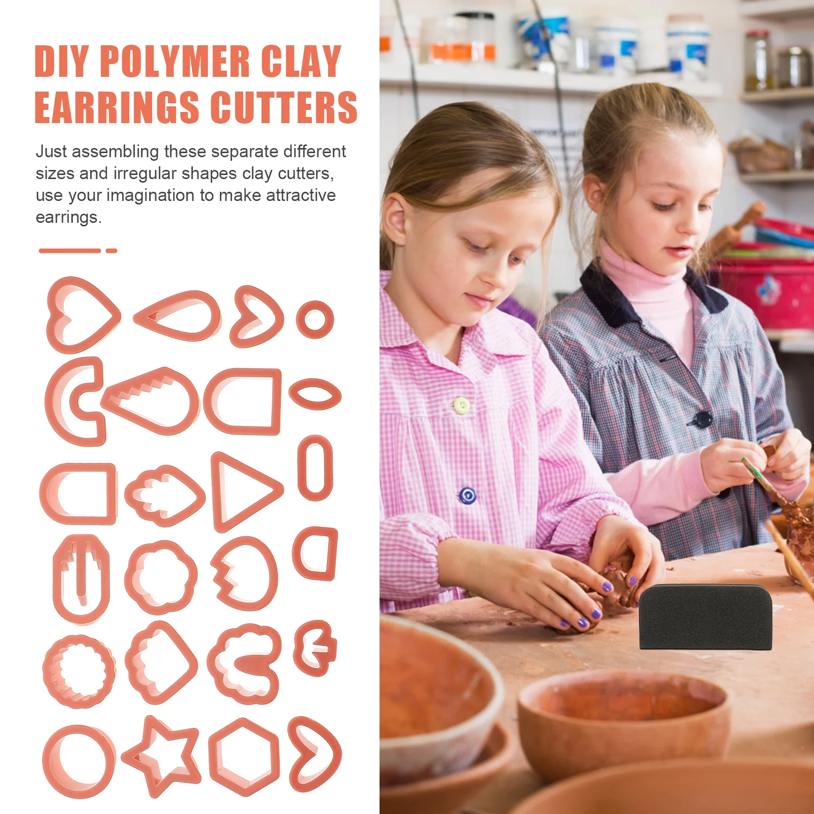 

1Set Clay Cutters Kit Polymer Cutter Jewelry Earrings Making DIY Clay Craft Tools Polymer Cutter for Earrings Pottery Craft Tool