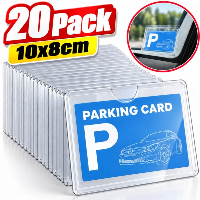 Cards Identification Card Holder Car Windshield Transparent Card Holder Parking Pass Label Set Portable Adhesive Protective Film