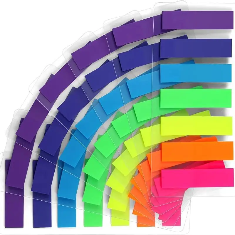 Rainbow Colorful Sticky Notes with 7 Color Index Tabs 980 Pcs Translucent Page Markers for Page Book