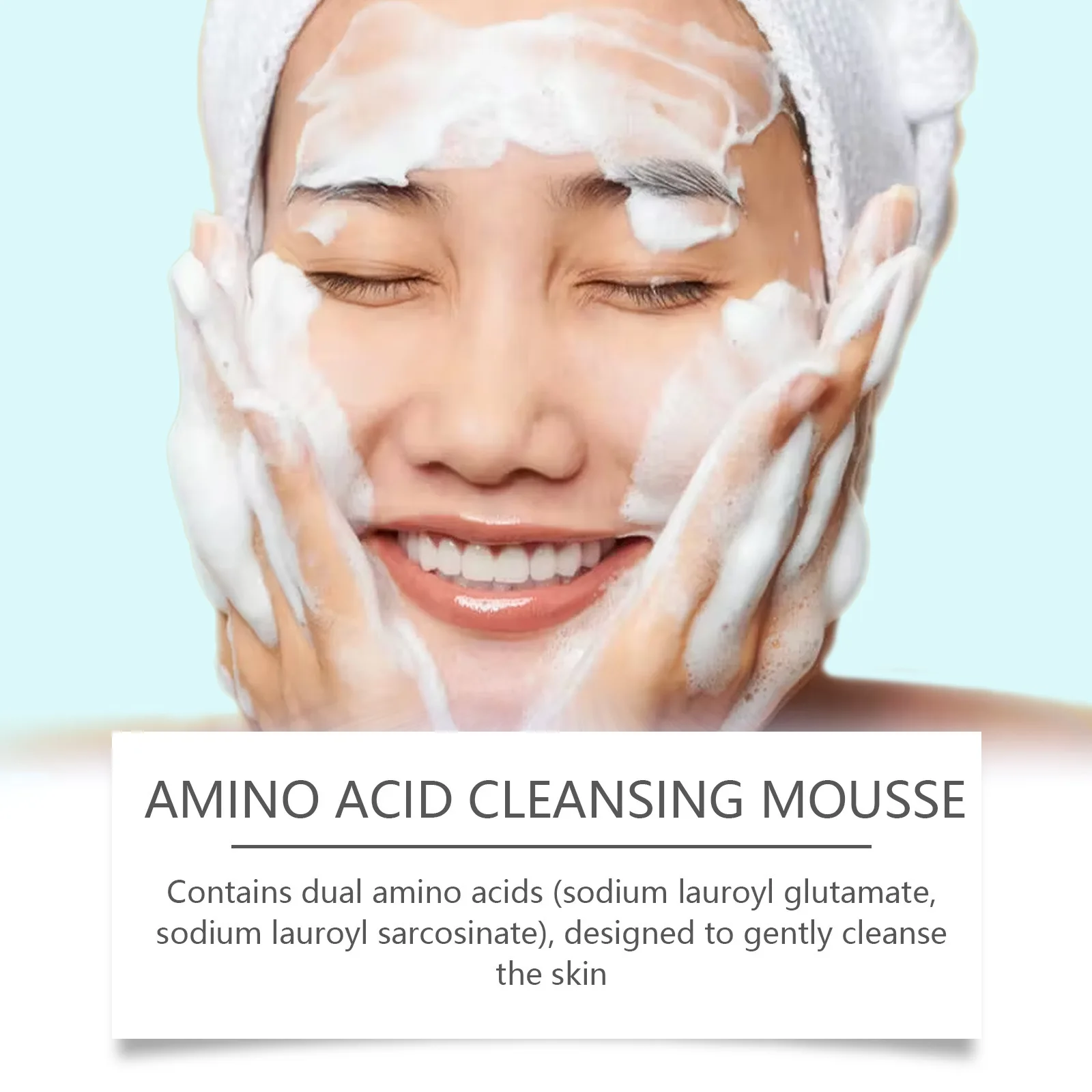 Limpiador de aminoácidos Mousse Face, limpia, hidrata e hidrata suavemente la piel Facial, reparador