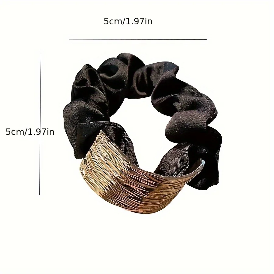 Fashion Hair Rope for Woemn Elegant Golden-Tone Polished Wrap Scrunchie Girls High Pony Vintage Hair Tie with Sparkle Accents