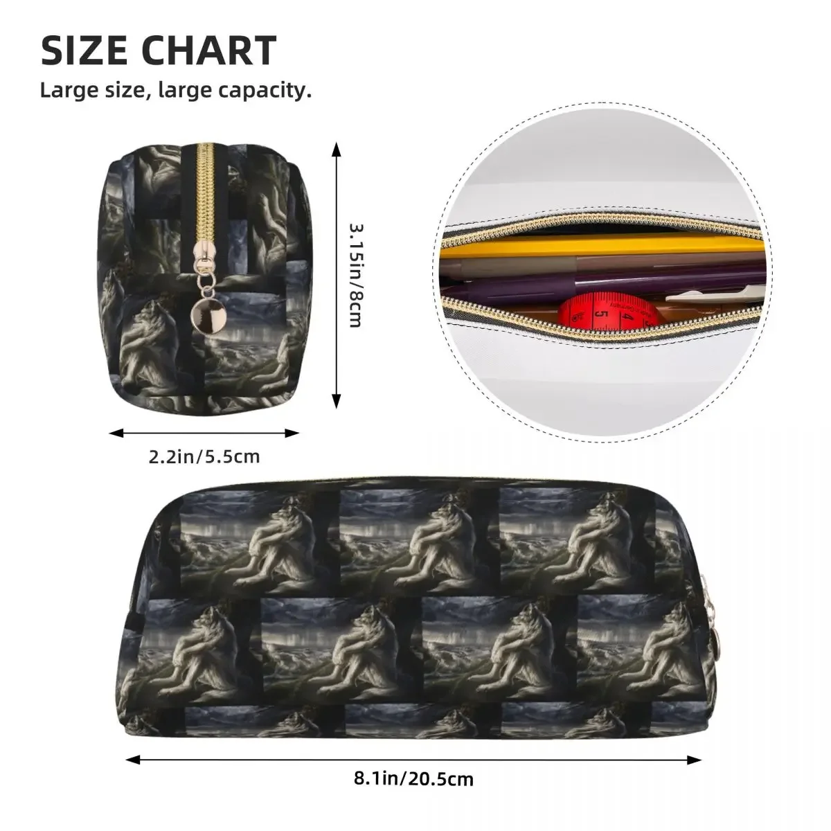 Emo White Wolf Sitting Sad Meme Pencil Case for Boy Girl School Pen Box Pencil Bag Pen Holder - view 4