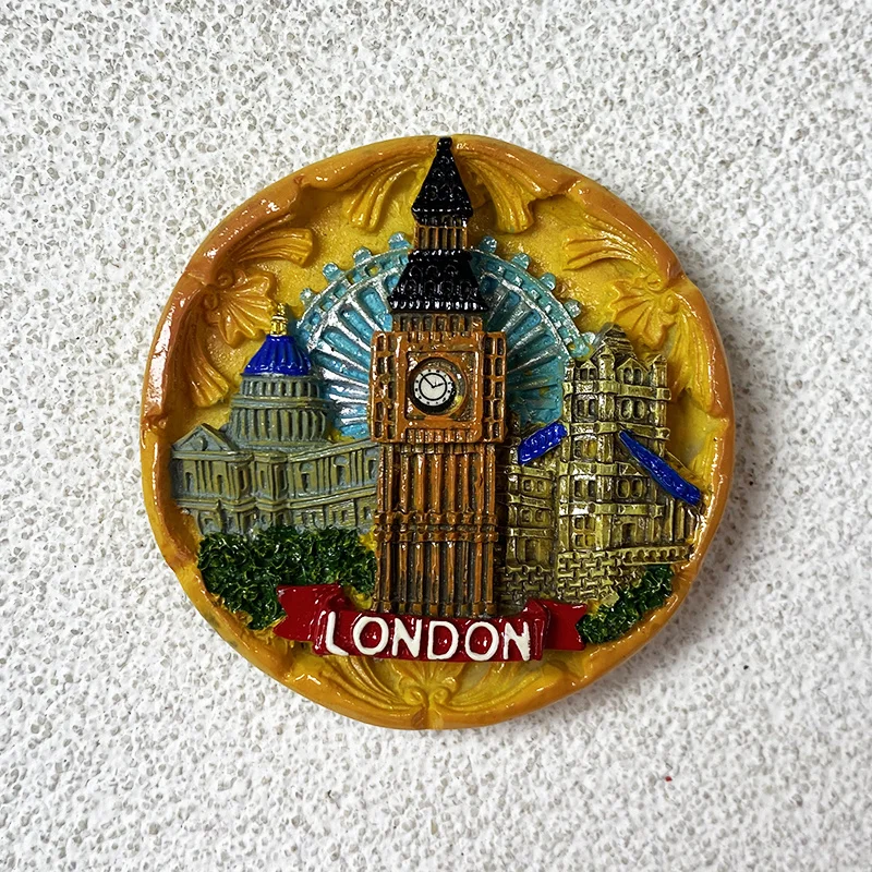 

London tourist souvenir, Eliza White Tower, 3D circular creative decorative piece, refrigerator sticker, strong magnet