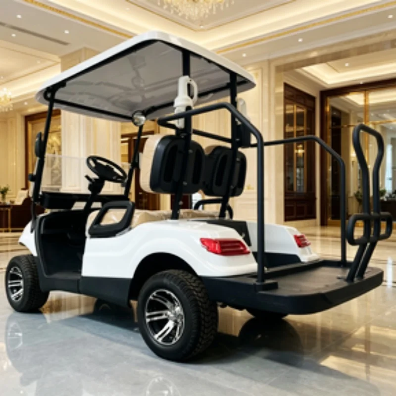 

2026 New Brand Custom Golf Carts 4 Seater Golf Buggy Electric Golf Cart 4 Seater Lithium Brown Upholstered Seat Off Road Tire