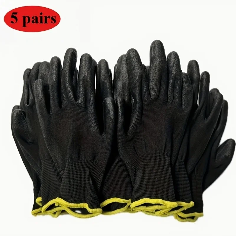 

Black Gloves with Yellow Elastic Cuffs - Durable Palm Coating, Ambidextrous -Outdoor Activities,Outdoor Gloves|Breathable Gloves
