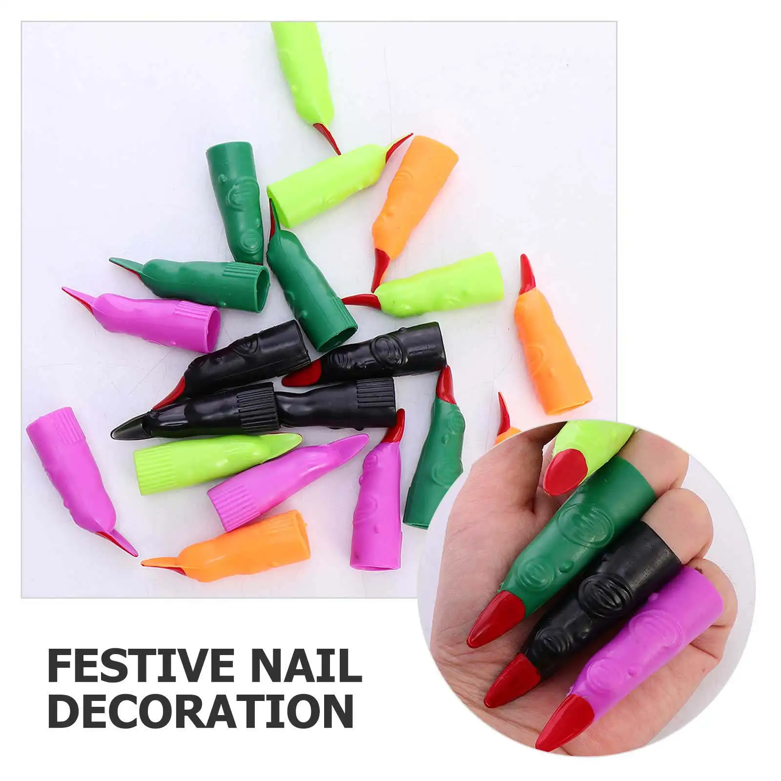 

Fake Nails Witch Fingers Nail Halloween Costume Props Zombie Fingers Nail Role Play Witch Nails Scary Party Decor