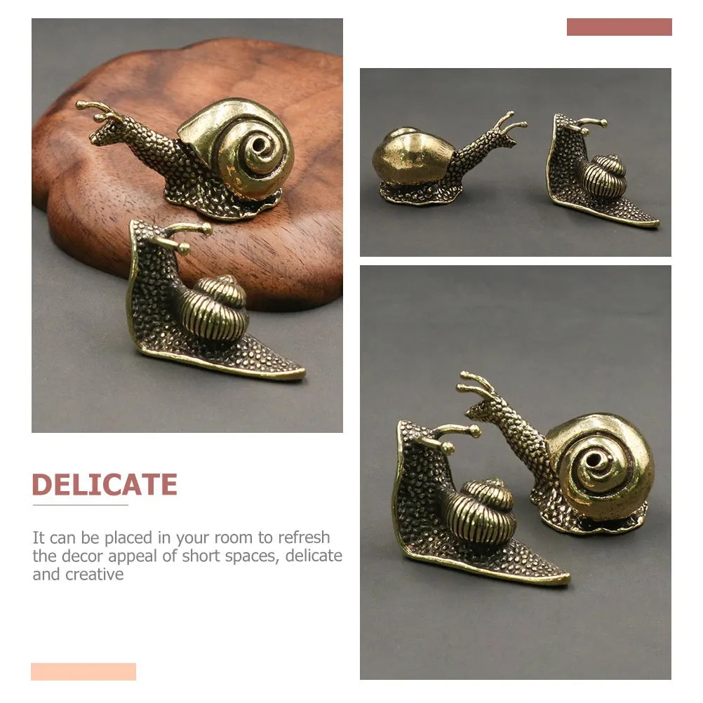 

3Pcs Brass Snail Desktop Ornament Retro Tabletop Snail Decoration Creative Home Office Small Statue Brass Tea Pet