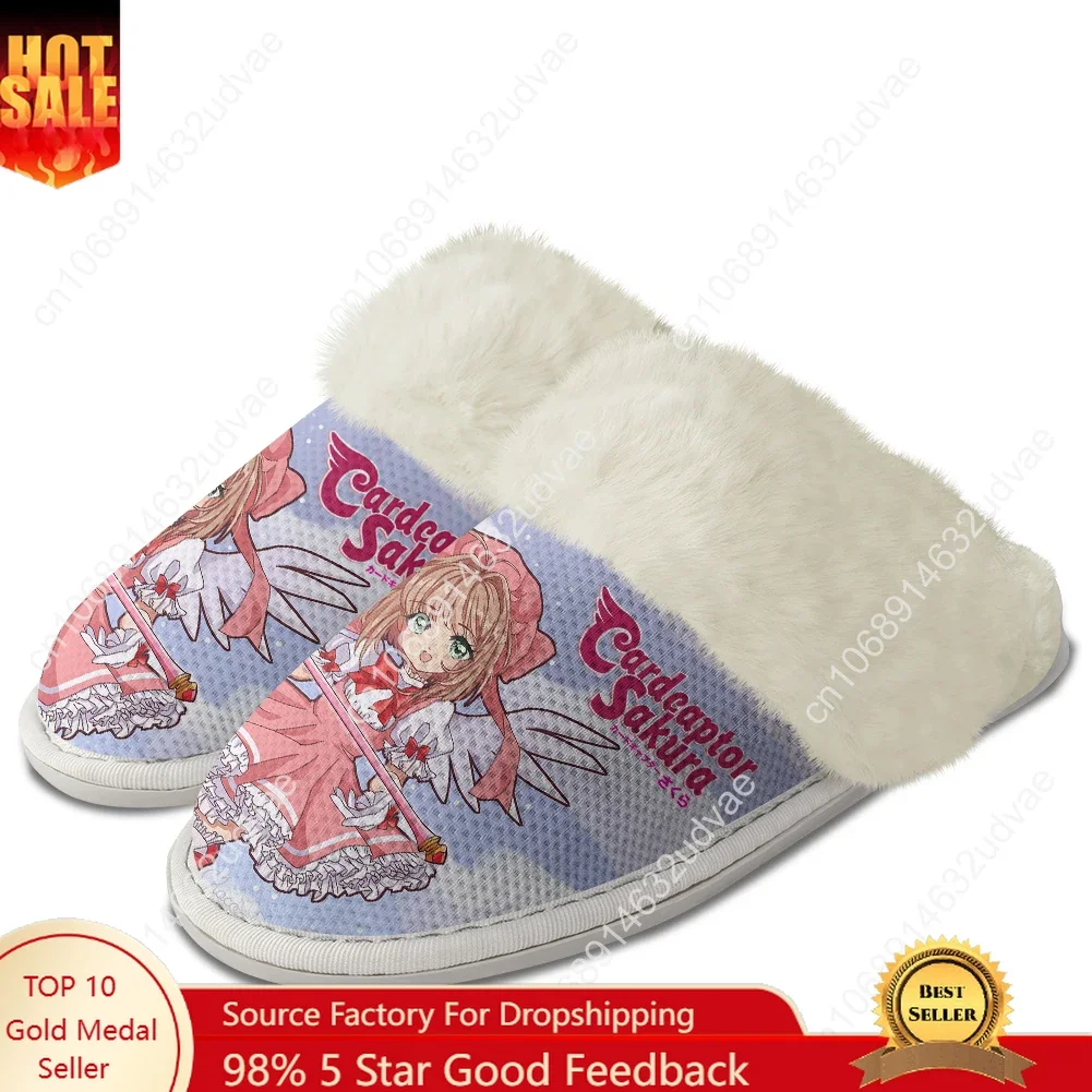 

Cardcaptor Sakura Plush Slippers Keep Warm Shoes Mens Womens Home Cotton Bedroom Customized Thermal Lightweight Slipper DIY