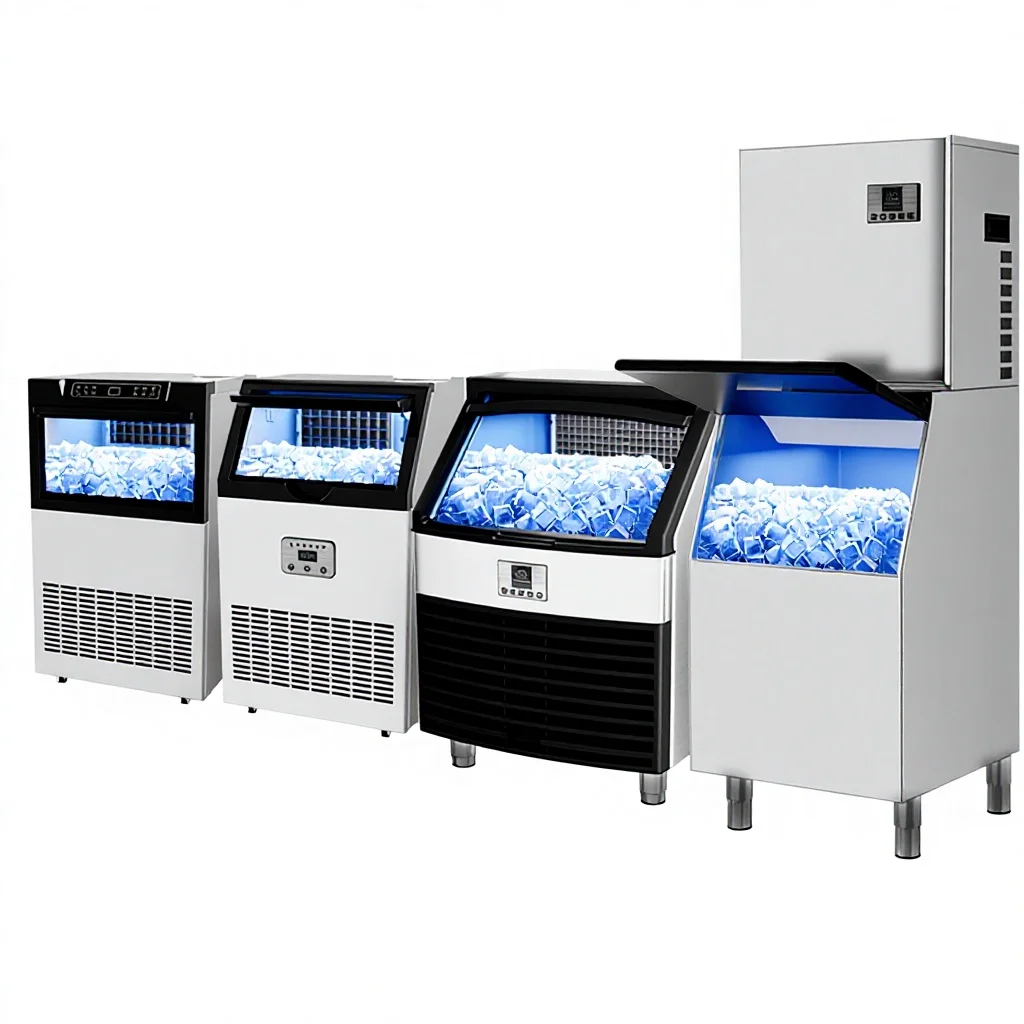 Commercial Milk Tea Shop Bar Fully Automatic Large-Capacity Square Ice Cube Machine Ice Full Sensor Speed 220V 1 Year Warranty