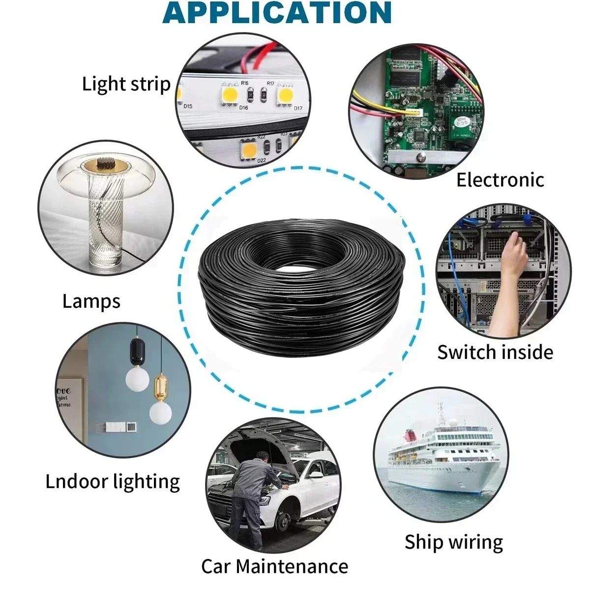 7 Core Conductor 12V Automotive Cable UL2464 Tinned Copper Stranded Wire Electrical Wire for Trailer Solar Panel Speaker Audio
