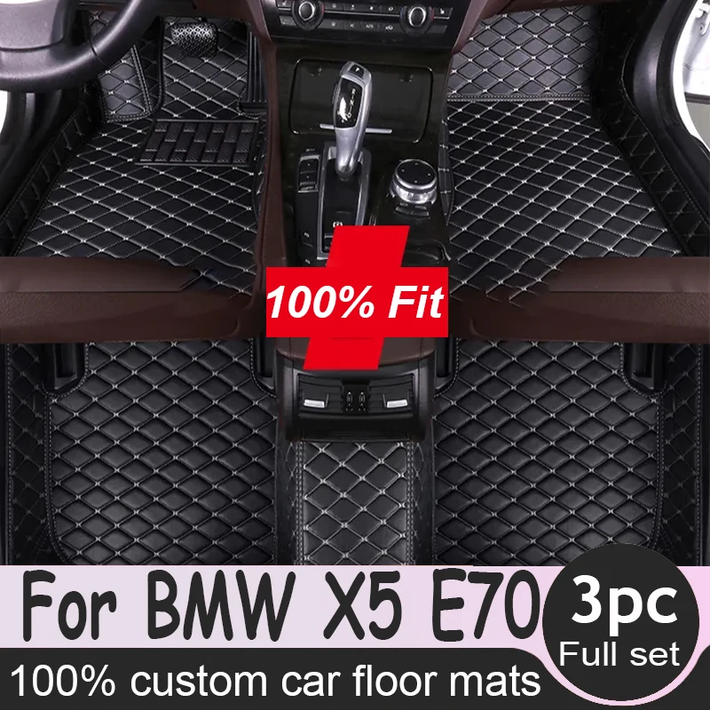 

Car Floor Mats For BMW X5 E70 MK2 2008~2013 Luxury Leather Mat Set Auto Protect Carpet Rug Interior Parts Car Accessories