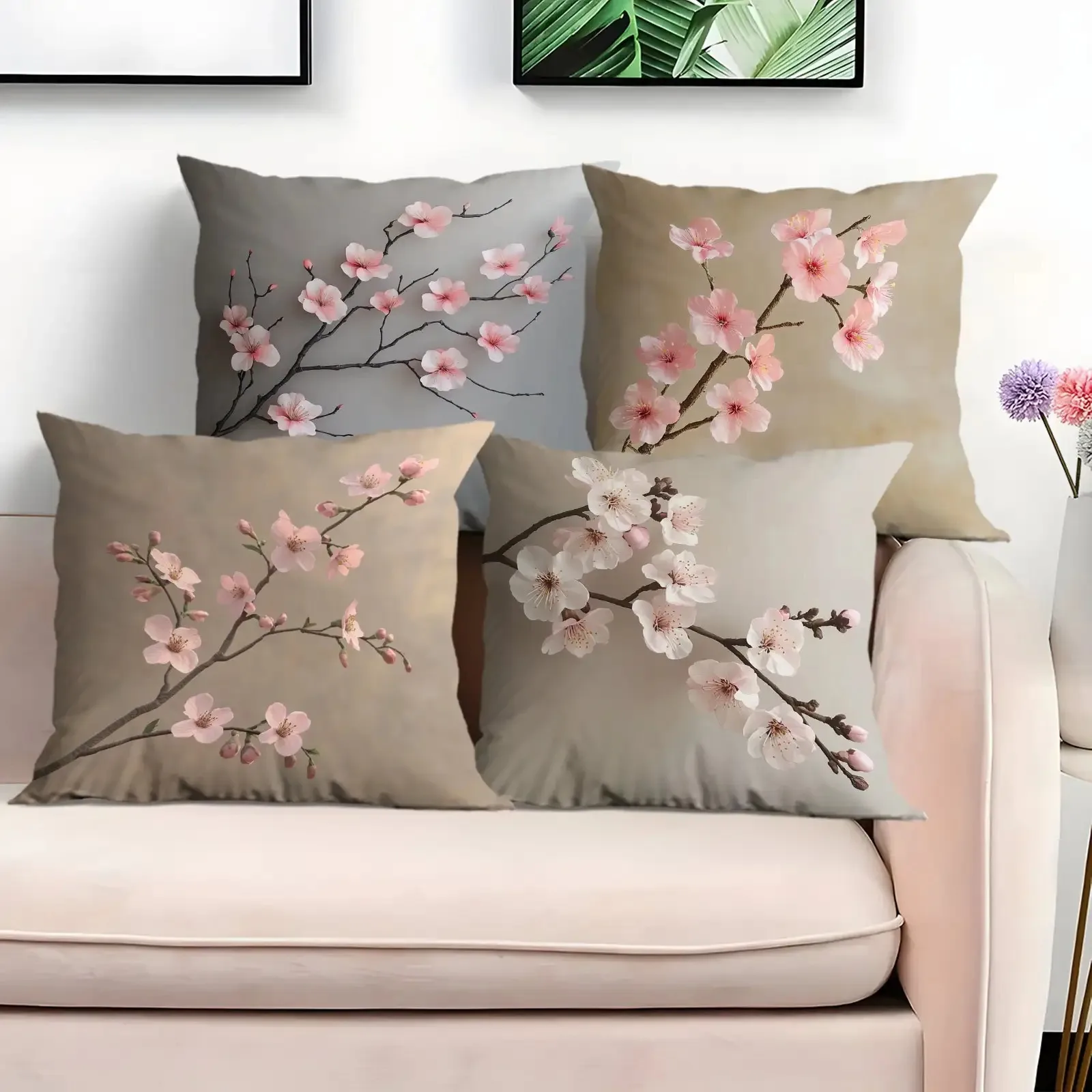 

Наволочка Serene Cherry Blossom — наволочка с пастельным цветочным принтом ветки для дивана, спальни, гостиной