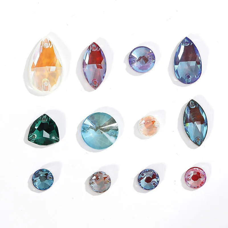 Mix Sew on Rhinestone for Dress Clothing Decoration Shiny Sewing Crystal Beeds for Crafts Flat back Stone For Sewing