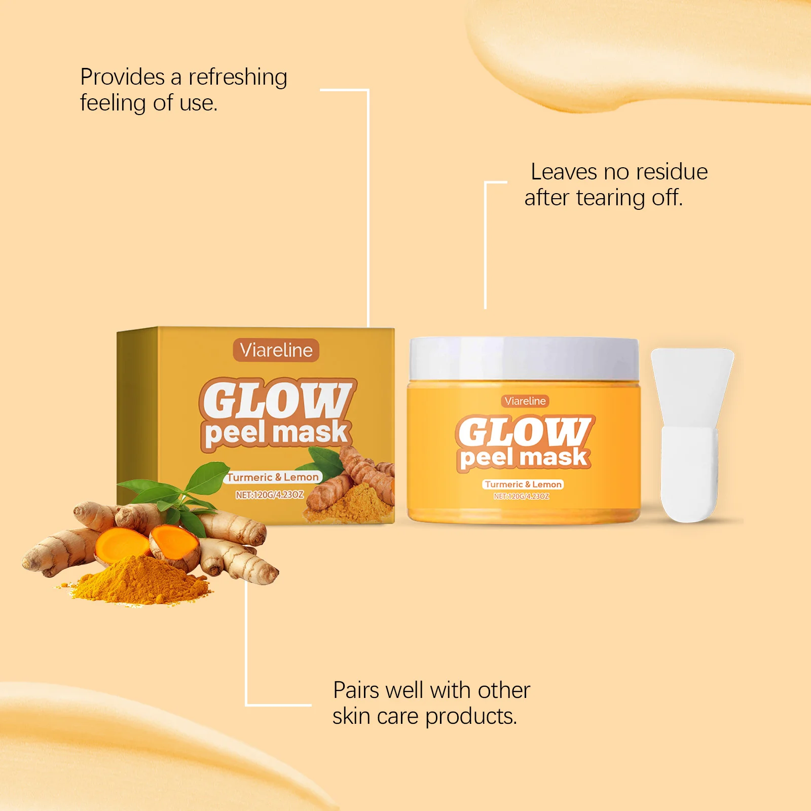 Turmeric Peel off Mask Deep Pore Cleansing Blackhead Removal Brightening Glowing Moisturizing Smoothing Exfoliating Facial Mask