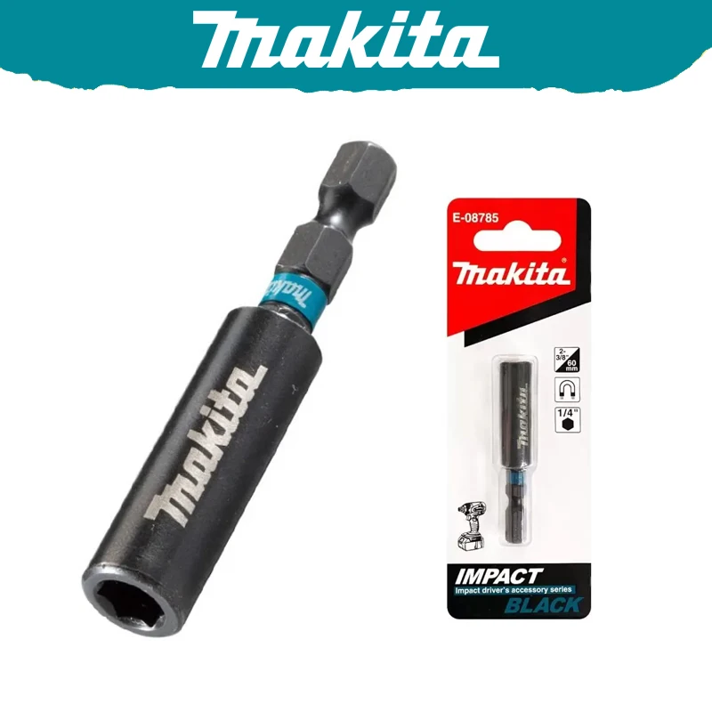 Makita E-08785 dudukan mata ekstensi magnetis, Aksesori Alat tahan lama tahan karat segi enam warna hitam 60MM/1/4"