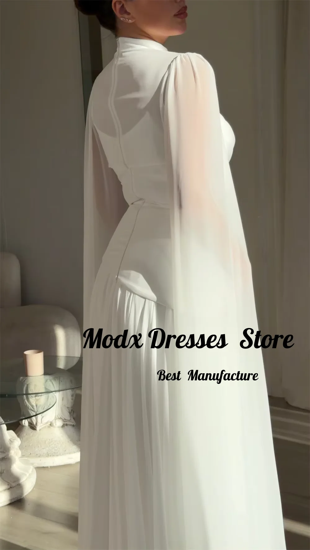 Modx Customized Boho Wedding Dress Long Cape Sleeve A-Line vestidos de noche Modest Chiffon Bridal Gown robe de mariée 2026