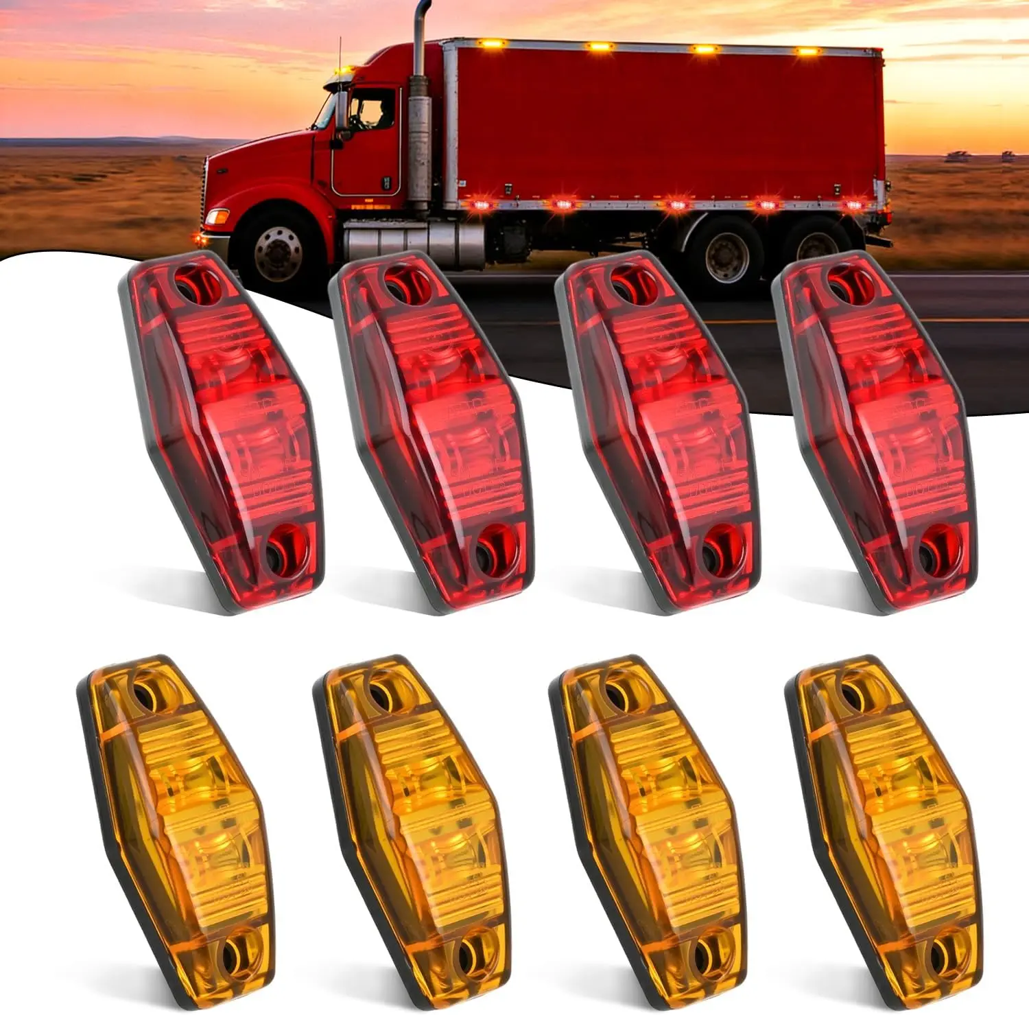 Nilight 2.5 Inch Oval Side Marker Clearance Light 2 LED 8 Pack Amber 80LM High Lumen Waterproof Surface Mount 12V Direct Wire for Truck Trailer Boat RV Semi