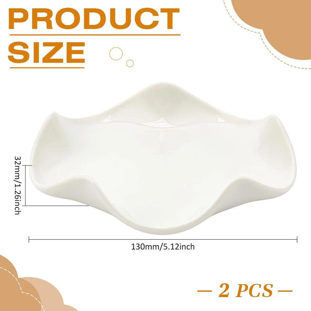 2Pcs Ceramic Spoon Rest Flower Shape Porcelain Spoon Holder 130x125x32mm Kitchen Countertop Utensil Rest Cooking Spatula