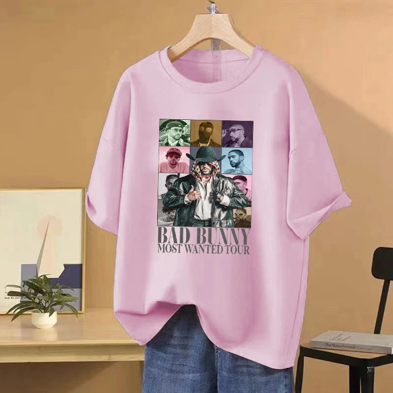 Rapper Bad Bunny Most Wanted Tour vintage T shirt Men Women Hip Hop streetwear Oversized Pure Cotton short sleeve Unisex Tee