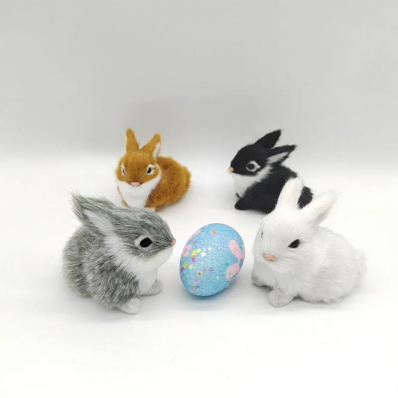 Nieuwe Simulatie Pluche Konijn Speelgoed Konijn Diermodel Kids Gift Schattige Mini Bunny Speelgoed Ornament Beeldje Realistische Harige Dierenpop