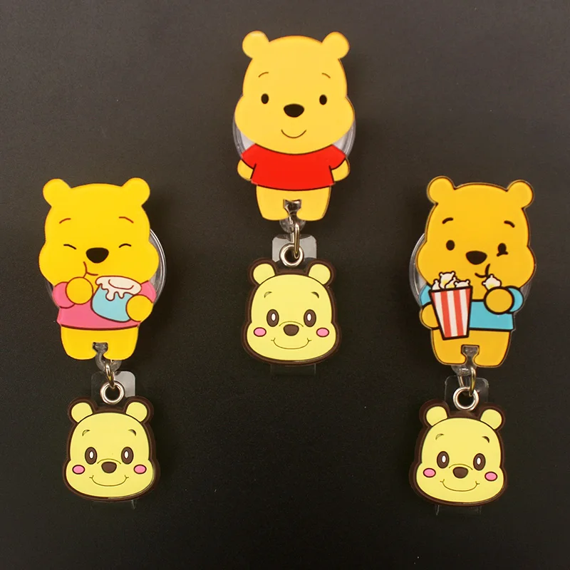 Disney Cartoon Winnie Pooh Bear Style Retractable Badge Reel Nurse Doctor Card Holder Office Hospital Name Card Supplies