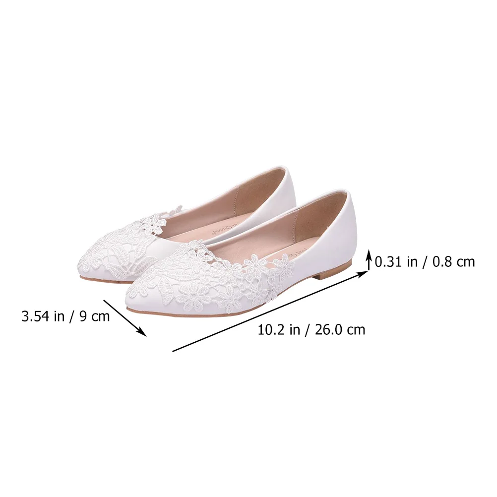 Grace Wedding Shoes Miss for Women Flat Inside: Imitation Lace Ballet Footwear