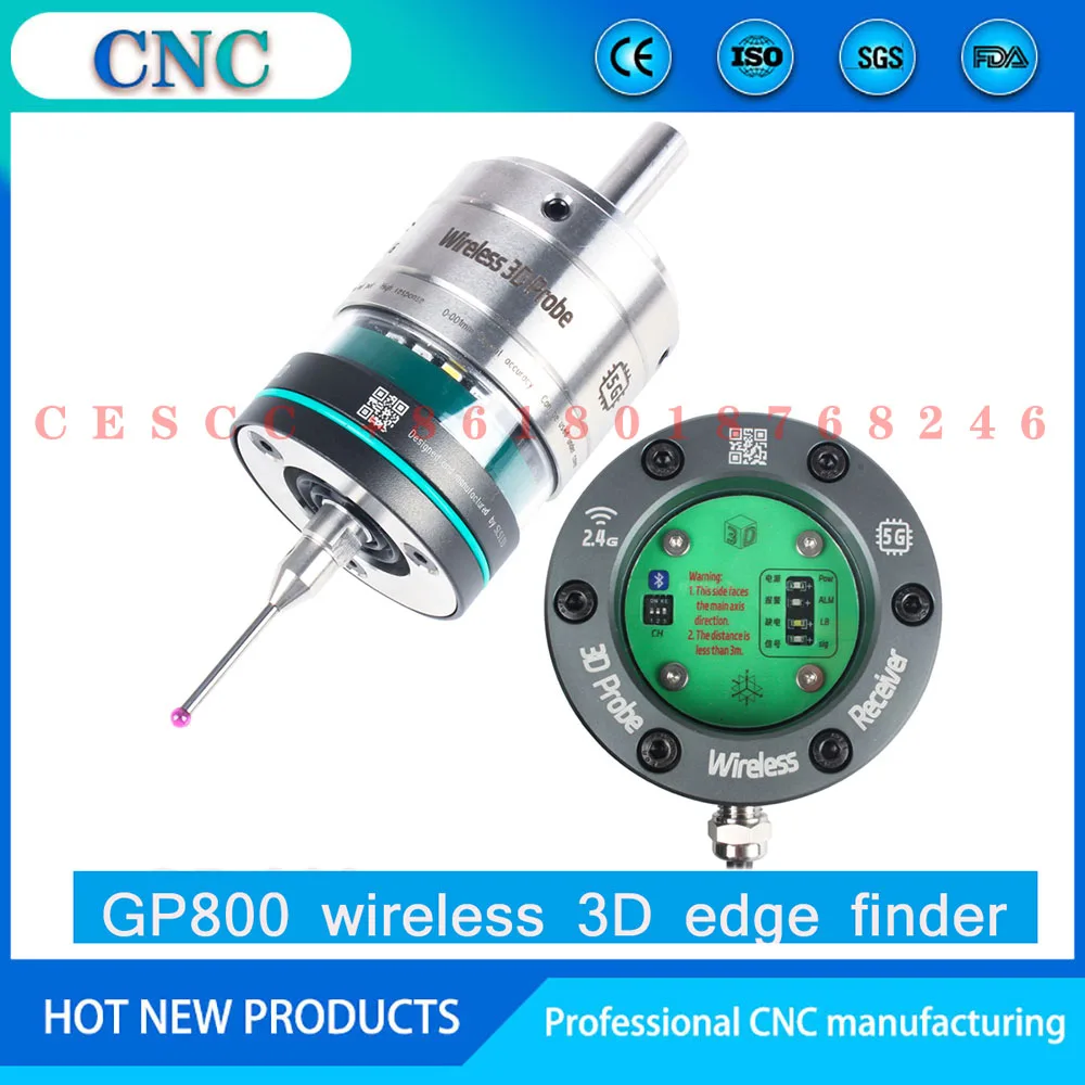 GP-800 CNC infrared wireless photoelectric probe 3D edge finder repeatability 0.001 mm X Y Z three-coordinate detection