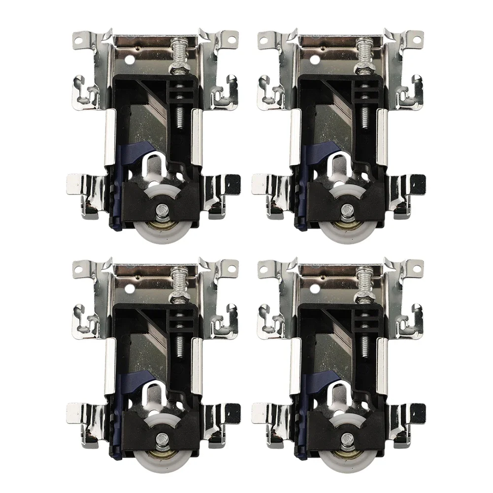 

4PCS Wooden Door Rollers Heavy Load Sliding Door Bottom Rollers Noise Reduction Bottom Roller Guides With Safety Clip