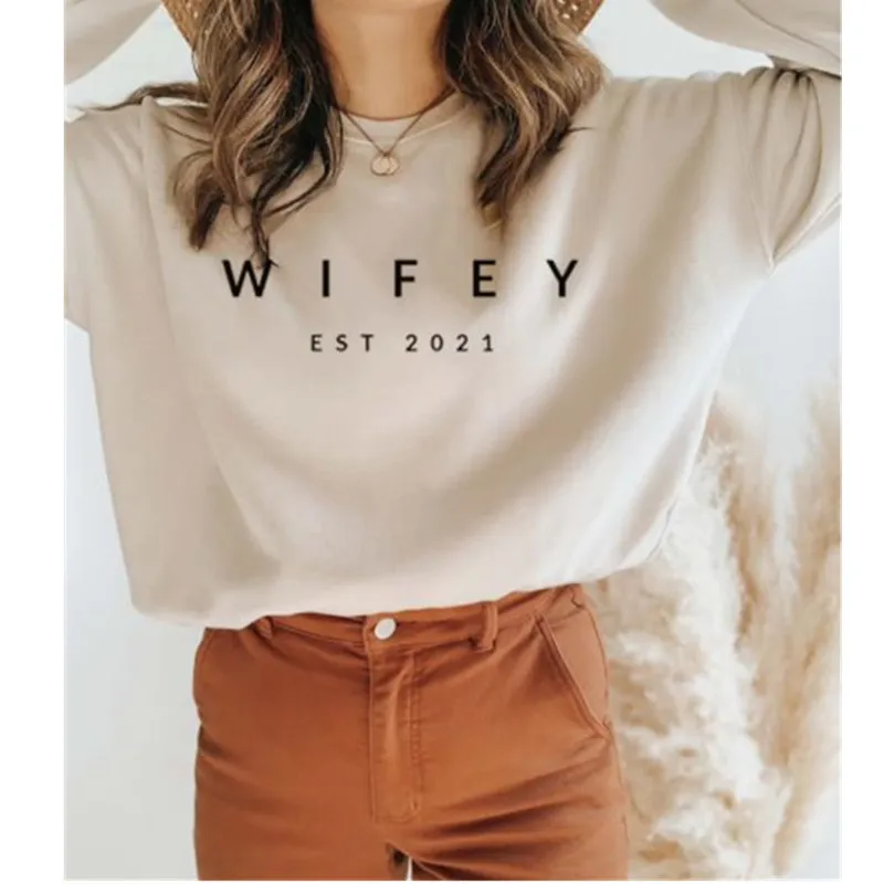 Customized Wifey Est 2021 Sweatshirt, Mrs Sweat, Wifey Sweat, Engagement Gift,Gift for Bride, Fiance, Wedding Bride Party Gift