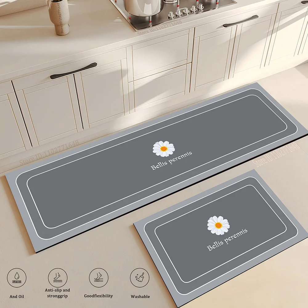 Flower Kitchen Mat Anti-Fatigue Non-Slip Washable Long Large  Floor Carpet Soft Living Room Bedside Area Rug Entrance Doormat