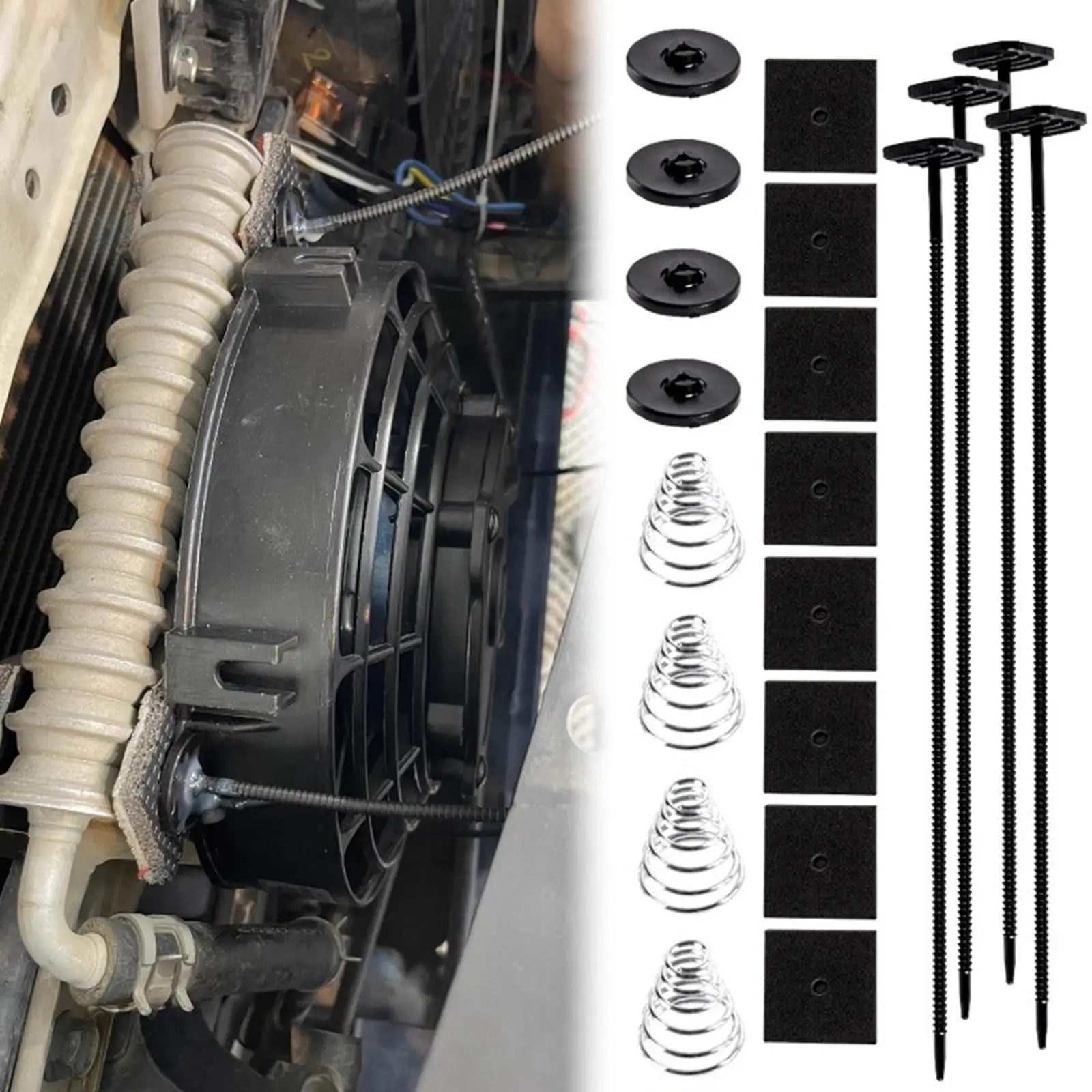Car Electric Radiator Fan Mounting Kit Modified Accessories Universal Easy to Install Vehicle Repair Parts with Tie Straps
