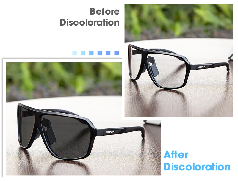 SCVCN Fahrbrille Radfahren Sonnenbrille Photochrome Männer Frauen Wandern Reiten Winddichte Schutzbrille UV400 Schutz Sportbrille – Detail 4