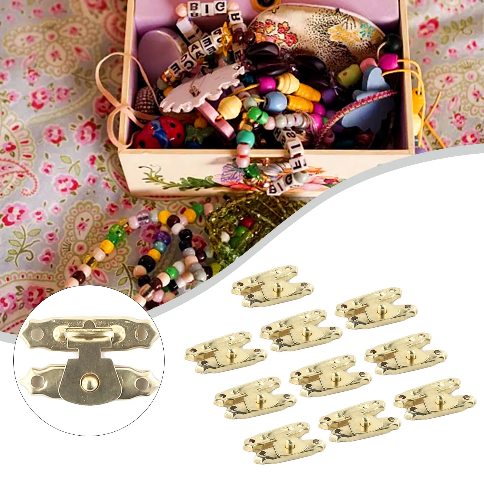 10pcs Antique Bronze Hasps Iron Lock Catch Latches For Jewelry Wooden Box Suitcase Lock Buckle With Screws Furniture Hardware