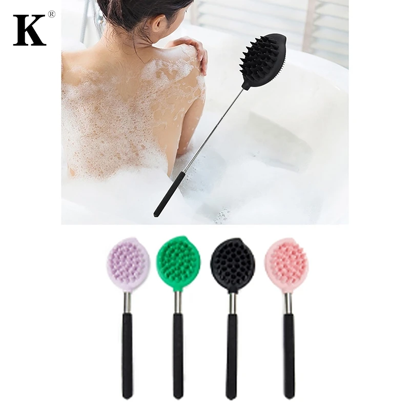 

Soft Silicone Shower Brush Telescopic Double Sided Massage Brush Back Scratcher Exfoliating Cleaning Brush For Face Back