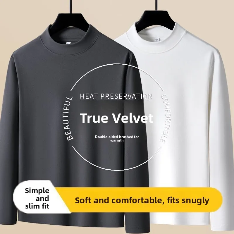 

Men's Long Sleeve Thermal Top Double-sided Fleece Warm Sporty Slim Fit T-shirt for Autumn Winter Daily Wear Casual Style