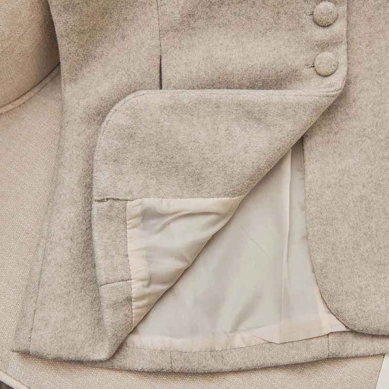 خمر نحى الكتف سترة رمادي دعوى سترة دون أكمام معطف سيدة عصرية الخريف/الشتاء التنقل ملابس نسائية أنيقة #5