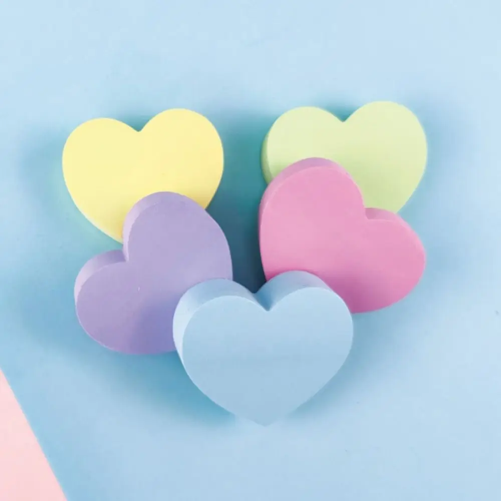 Staff Students Heart Shaped Sticky Notes 120 Sheets Self-Adhesive Memo Pad Sticker Candy Color Notepad Stationery