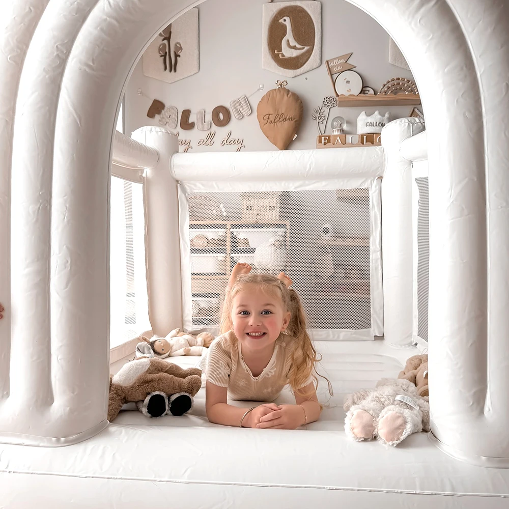 Aufblasbares Springhaus für Kinder, Regenbogen-Hüpfhaus, Geburtstagsgeschenk, Mini-aufblasbares Schloss für Kinder, PVC, integrierte Luftpumpe