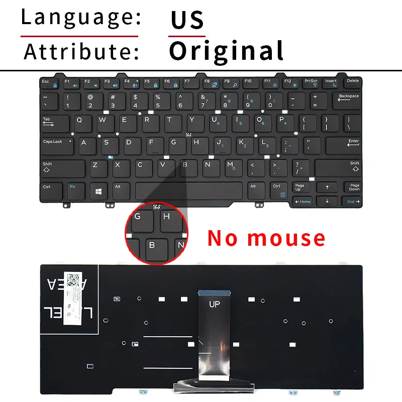 New Genuine Laptop Keyboard Compatible for DELL Latitude 3340 3350 5480 5490 E3340 E7450 E5450 E7470 E5470