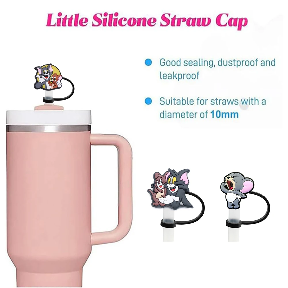 Cat Mouse Animal Straw Cover Cap for Reusable Drinking Dust Cap Glas Cup Accessories,Straw Toppers 10mm Silicone Straw Cover