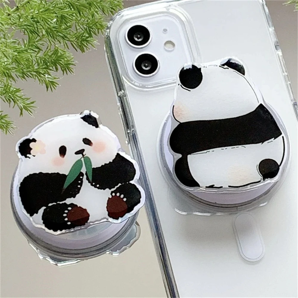 Korean Cute Cartoon Panda For Magsafe Magnetic Phone Griptok Holder Stand Universal Finger Ring Grip Tok For iPhone 16 ProMax 14